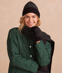 The Luxe Cashmere Blend Mix Stitch Hat - Sea Urchin & White Sand