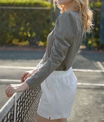The Luxe Pima Long-Sleeve Statement Tee - Agave