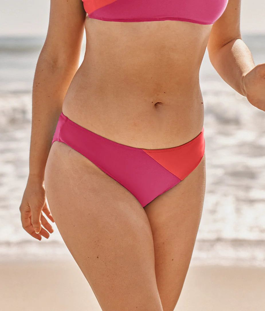 The Diagonal Mid Rise Bottom - Hibiscus & Grapefruit