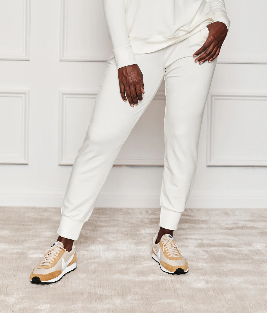The Softest French Terry Jogger - White Sand