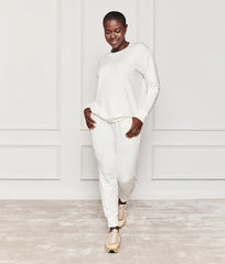 The Softest French Terry Jogger - White Sand