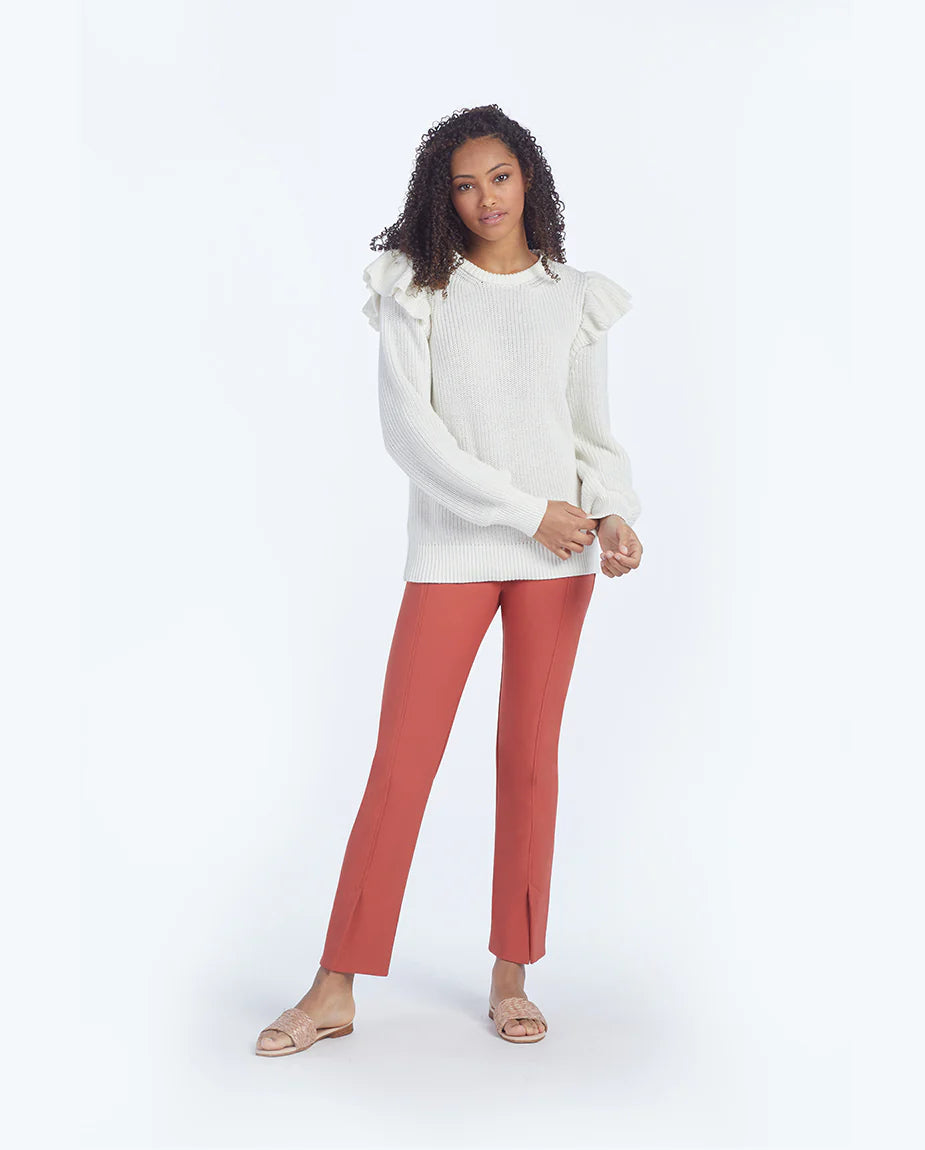 The Multitasking Slit Front Ankle Pant - Terracotta